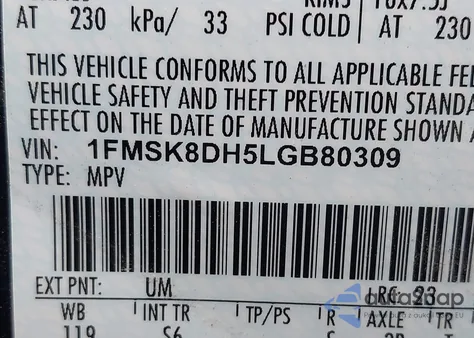 2020 Ford Explorer Xlt from USA, damaged, VIN 1FMSK8DH5LGB80309